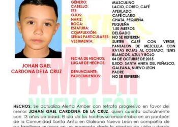 Actualizan Alerta Amber de Johan Gael, desaparecido en 2015