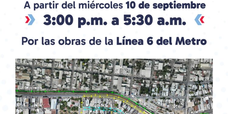 Instalan contraflujo en Colón por obras de Línea 6 del Metro