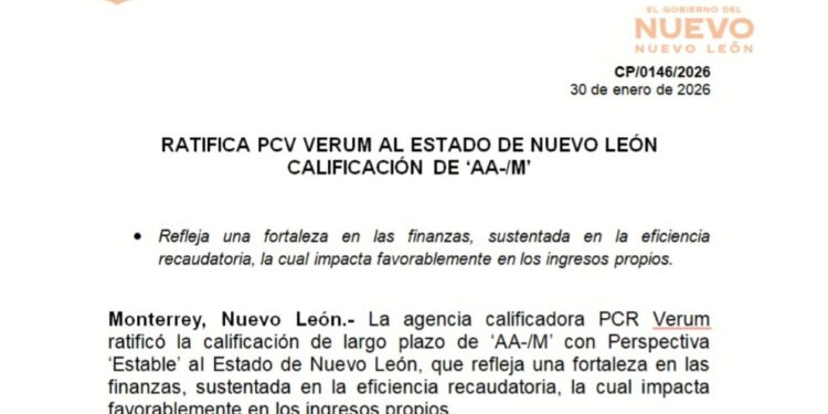 Califican como estable finanzas de Nuevo León