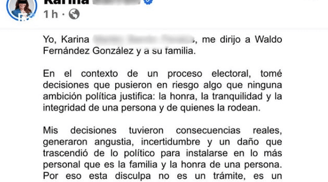 Karina “N” revela carta de disculpas