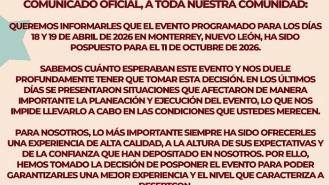 Posponen convención regia tras cancelación de Reese