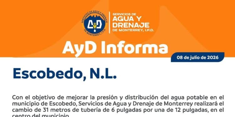 Agua y drenaje cambiará tubería en Escobedo