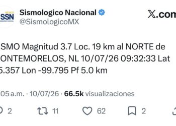 Se registra sismo en Montemorelos