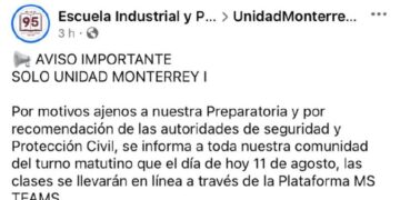 Suspenden clases presenciales preparatoria Álvaro Obregón