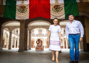Recibe Samuel García a Claudia Sheinbaum en Nuevo León