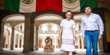 Recibe Samuel García a Claudia Sheinbaum en Nuevo León