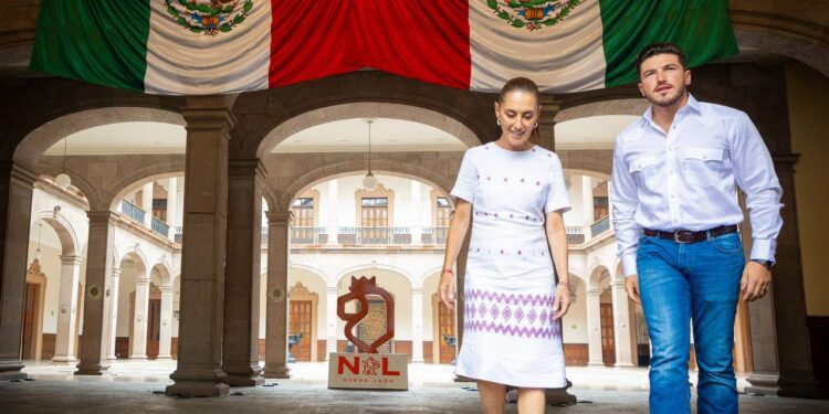Recibe Samuel García a Claudia Sheinbaum en Nuevo León
