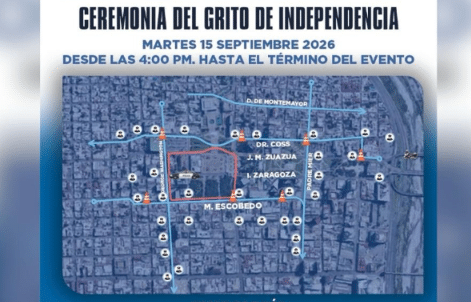 Cerrarán vialidades por grito de Independencia y desfile patrio 2026