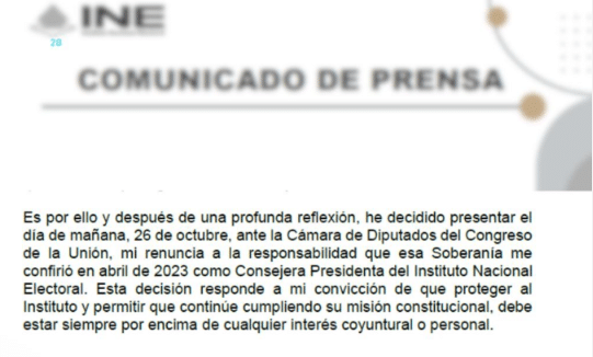 Renuncia Taddei al INE en medio de cuestionamientos